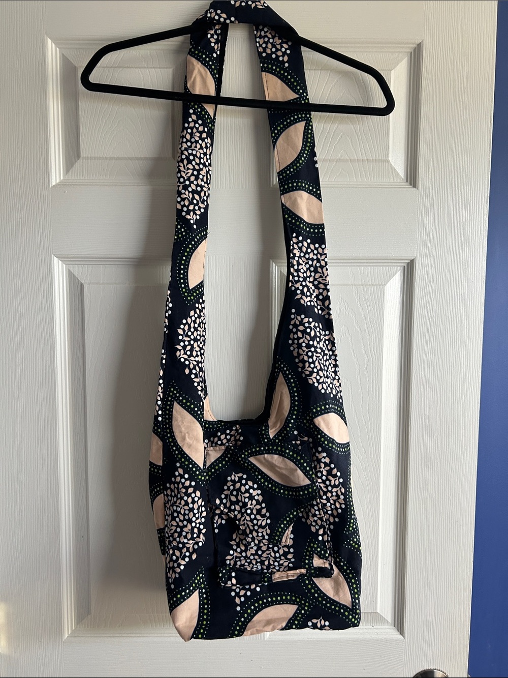 Stylish Handmade Navy Floral Crossbody Purse